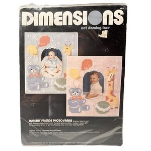 NEW Vintage Dimensions Nursery Friends Photo Frame Net Darning Lace Kit 4810